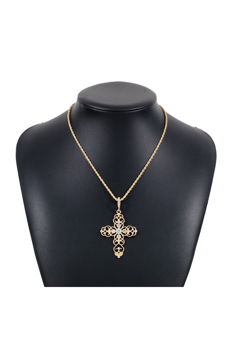 Rhinestone Cross Pendant Necklace