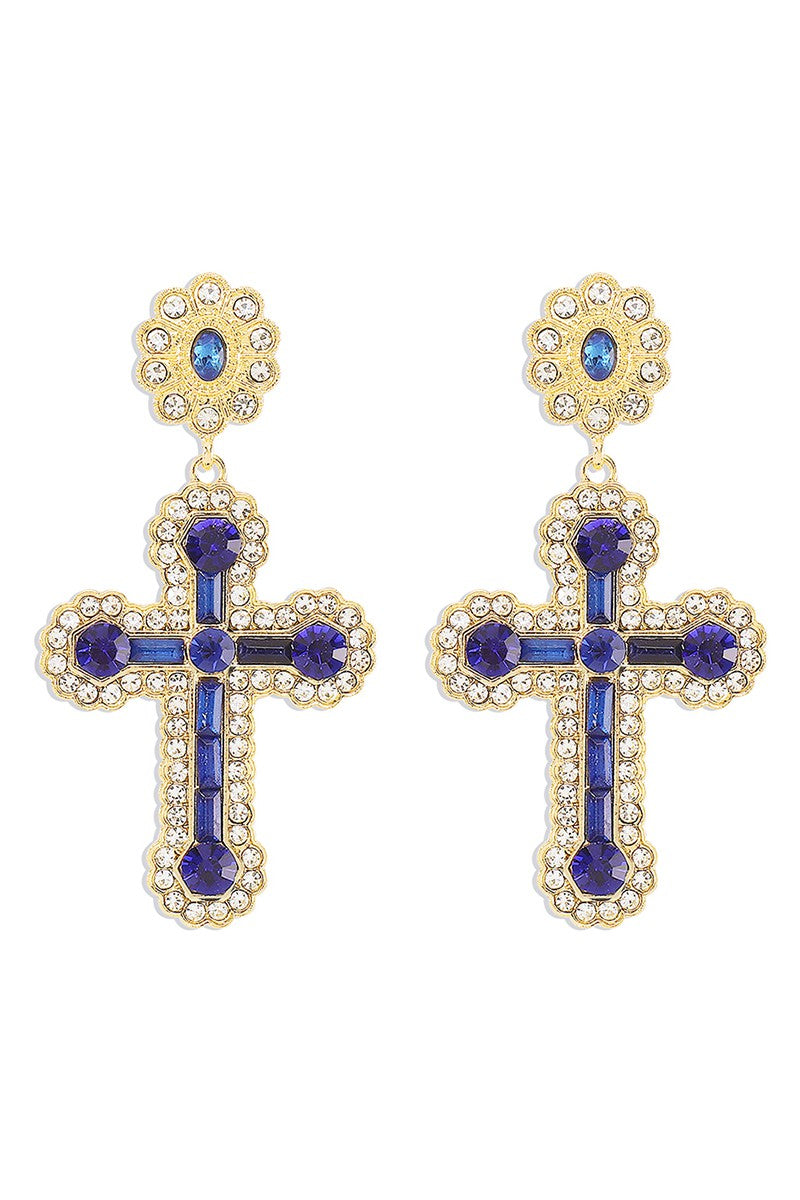 Rhinestone Cross Earrings