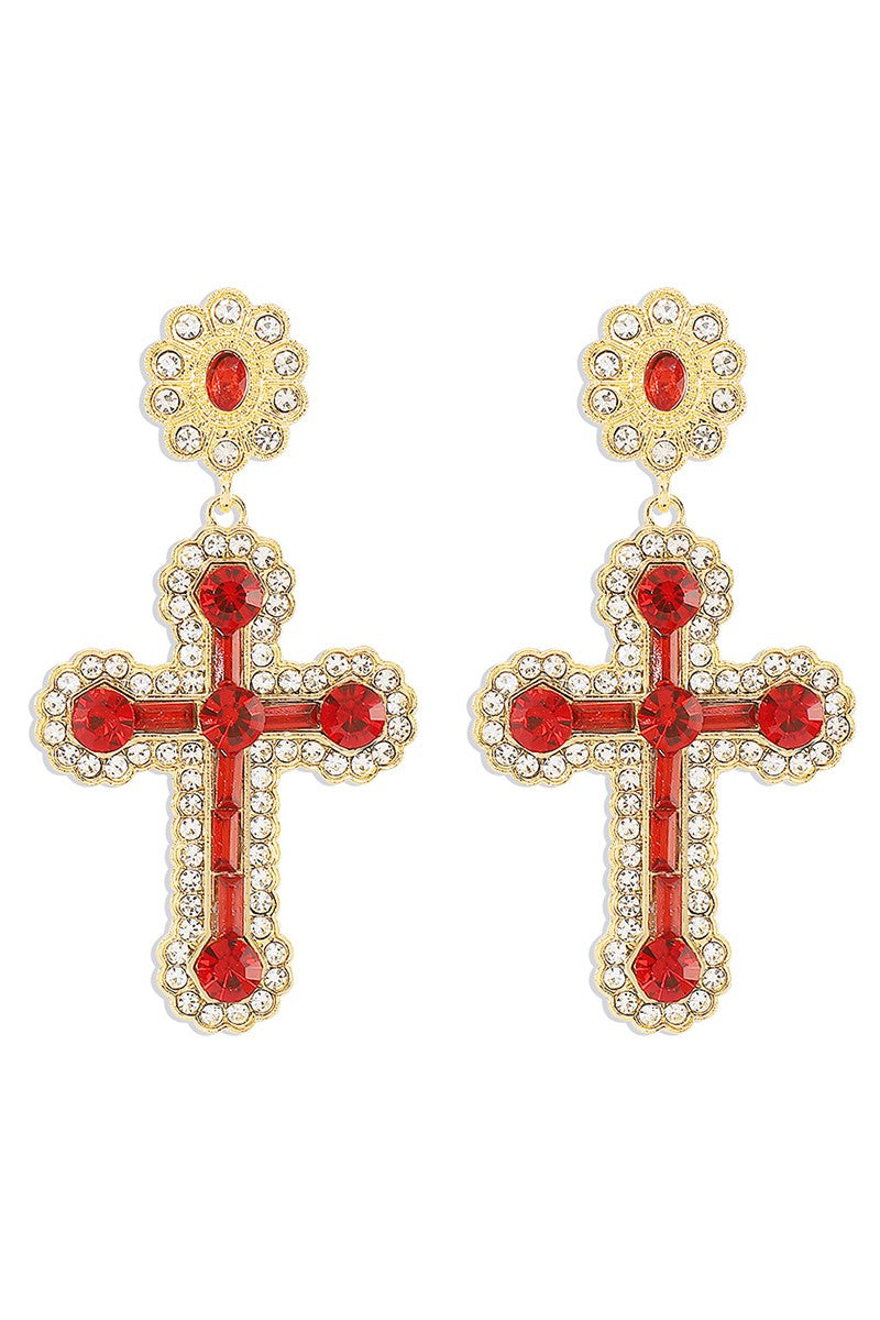 Rhinestone Cross Earrings