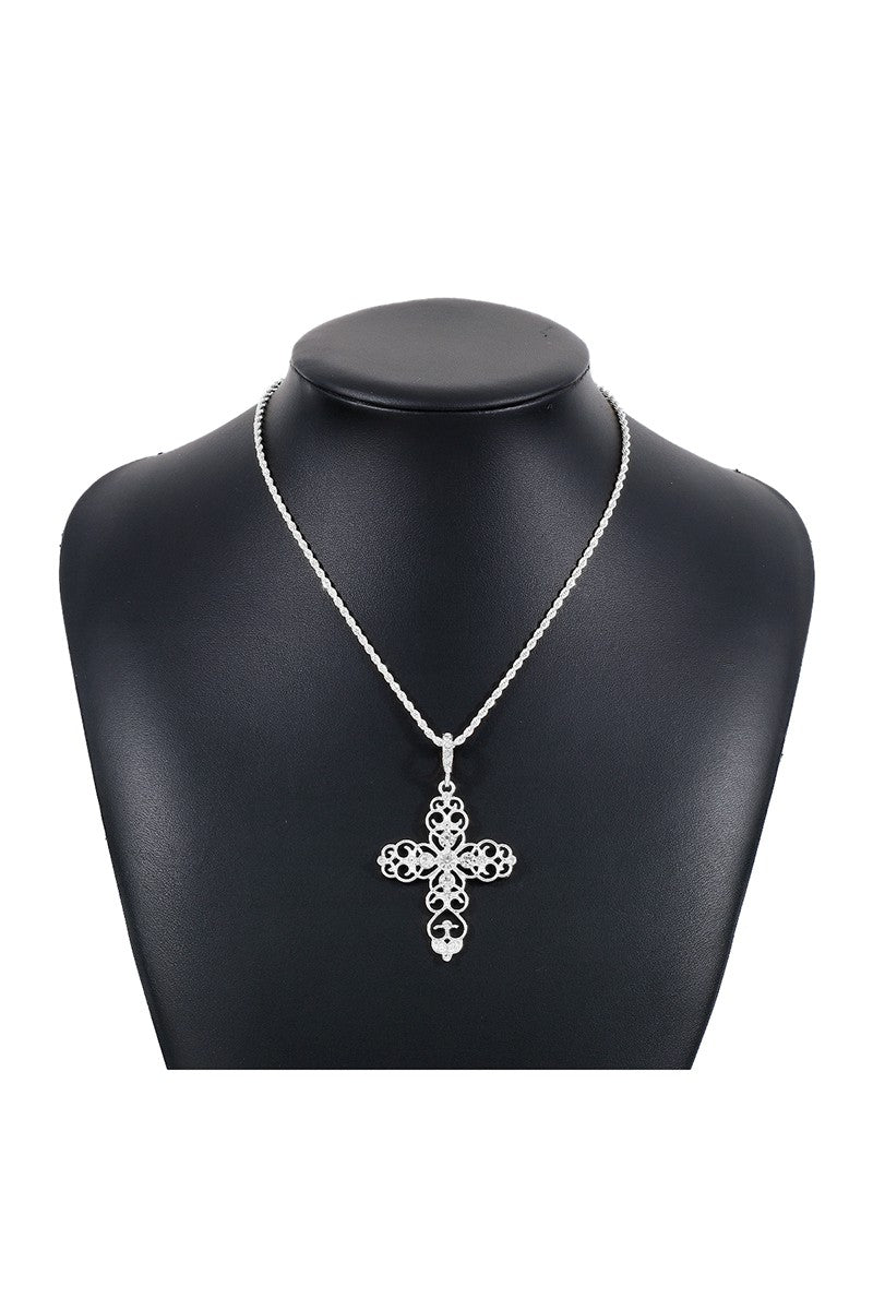 Rhinestone Cross Pendant Necklace