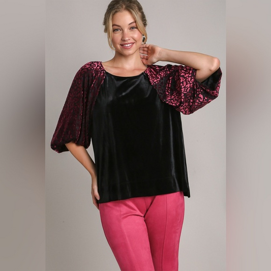 Balloon, Velvet & Leopard OH MY! Top