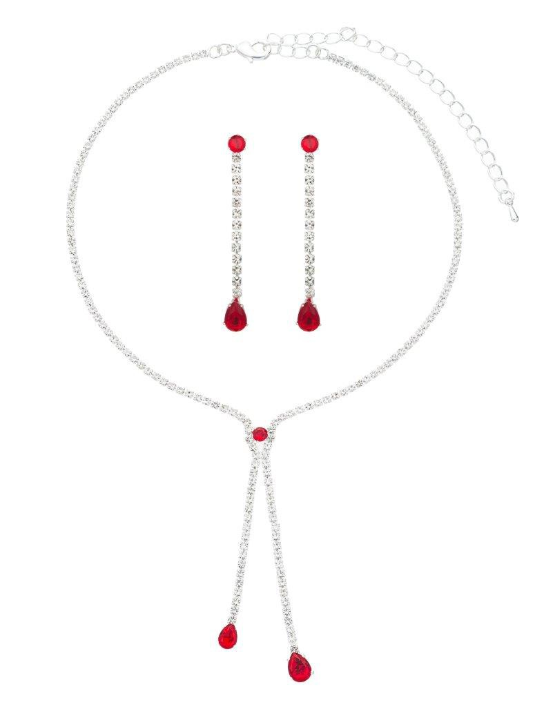 Ruby Rhinestone Necklace Set