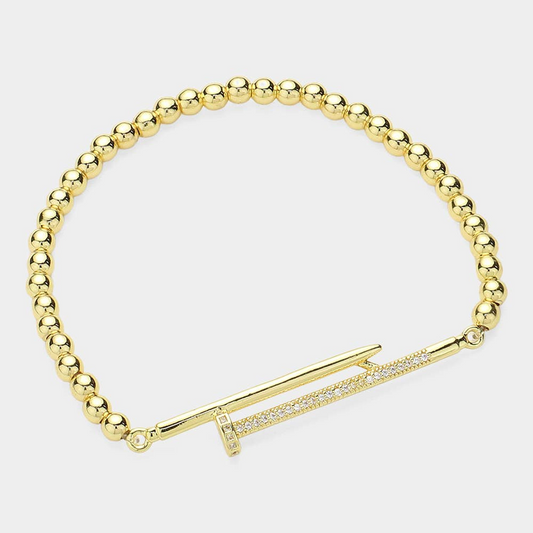 CZ Nail Stainless Steel Bracelet