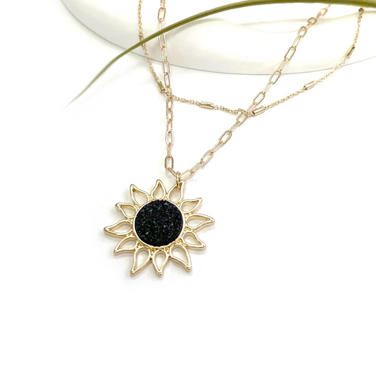 Druzy Sunflower Necklace