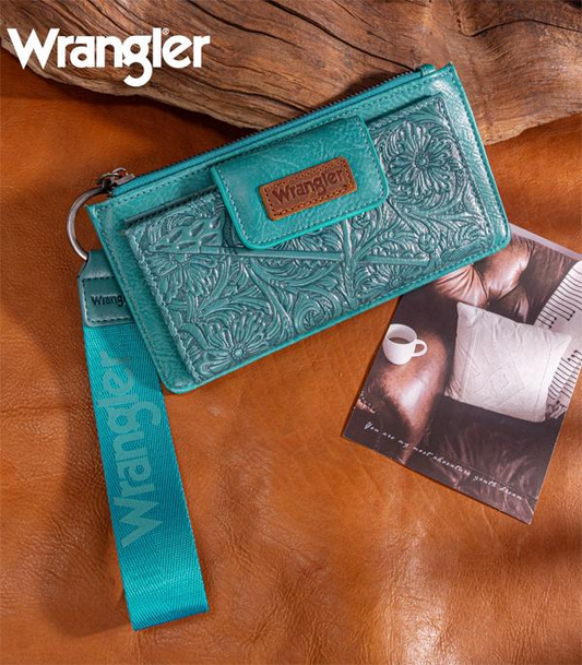Wrangler Floral Tooled Card Wallet/Wristlet