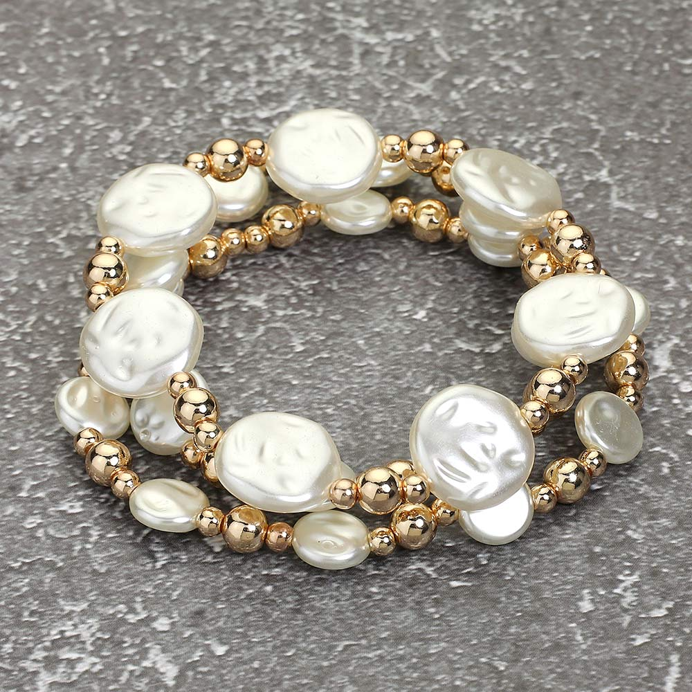 Pearl Disc Stack Bracelet