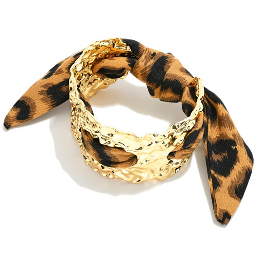 Threaded Leopard Cuff Bracelet
