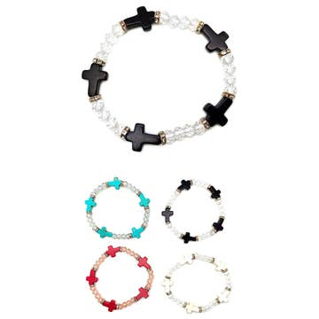 Wooden Cross Stretch Bracelet