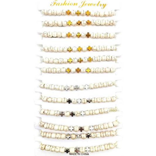 Ivory Cross String Bracelet