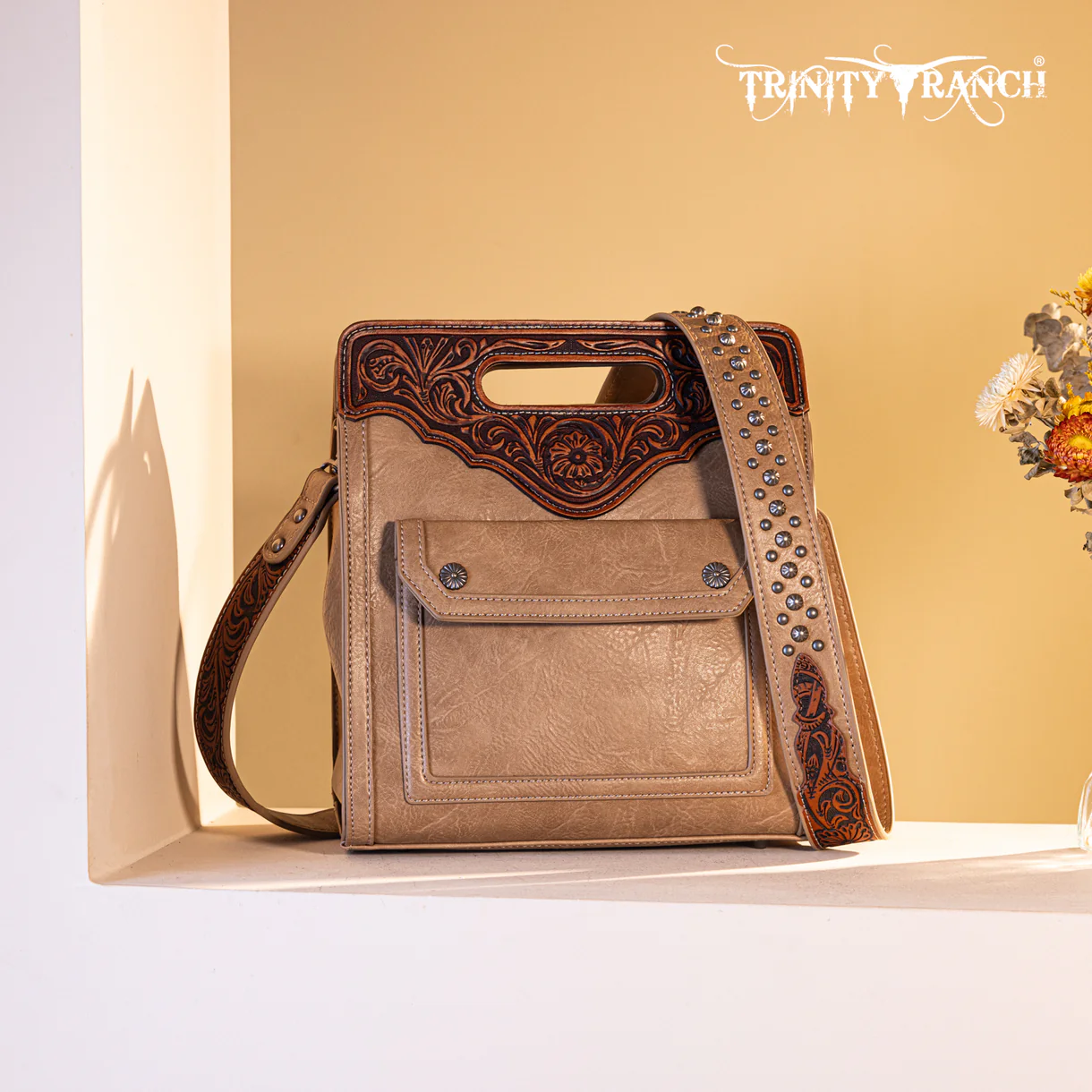 Floral Tooled Concealed Carry Crossbody