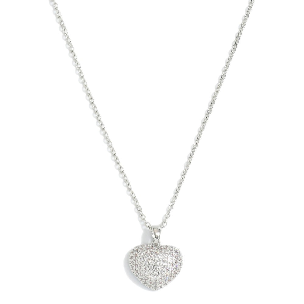 CZ Puff Heart Necklace