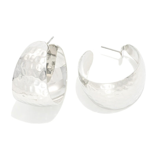 Chunky Hammered Flat Hoops