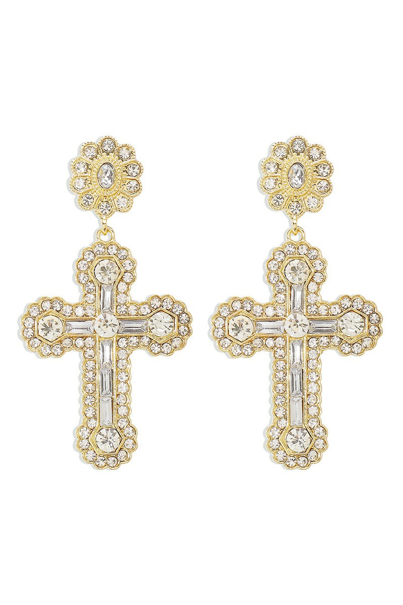 Rhinestone Cross Earrings