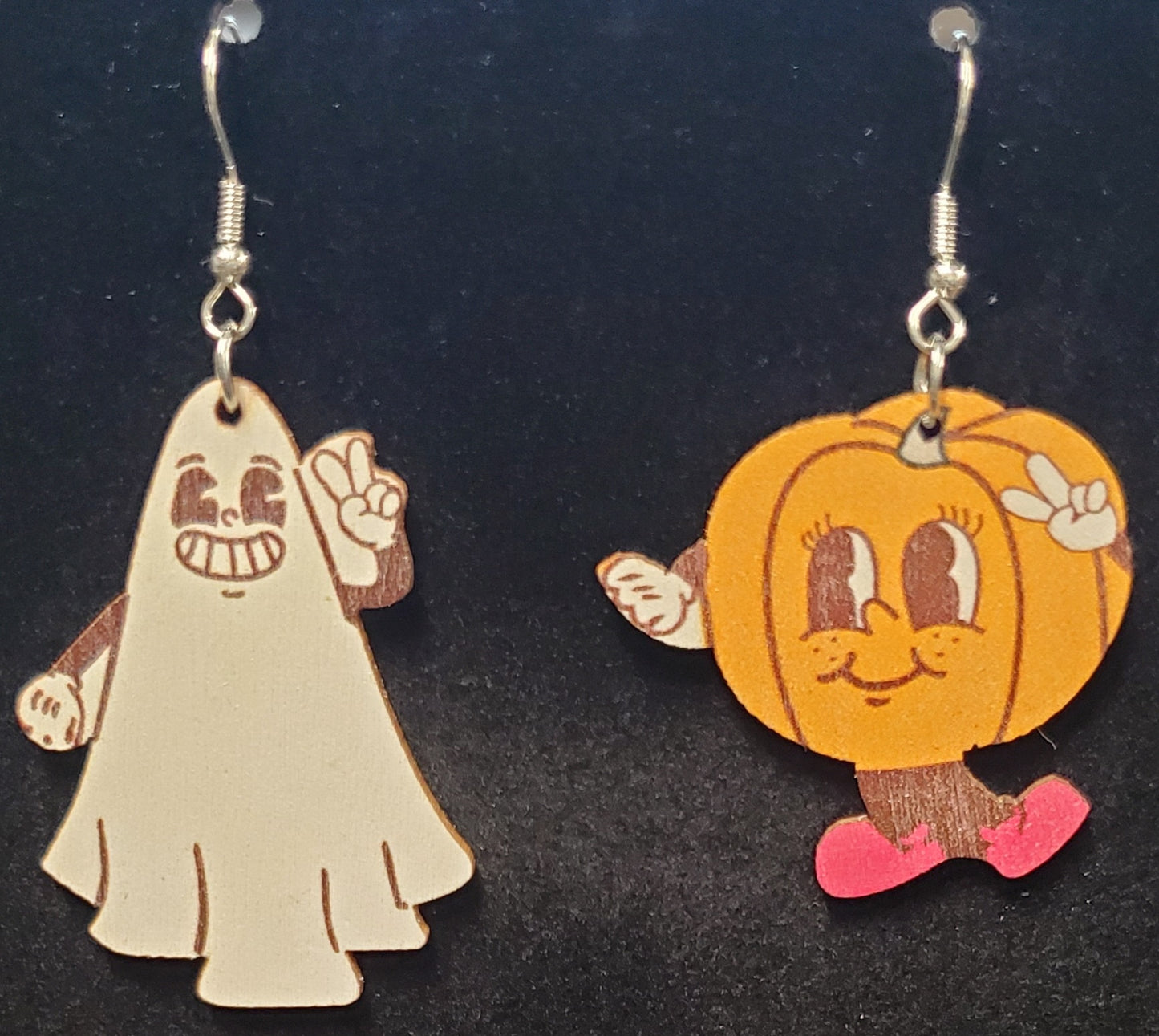 Wooden Halloween Earrings