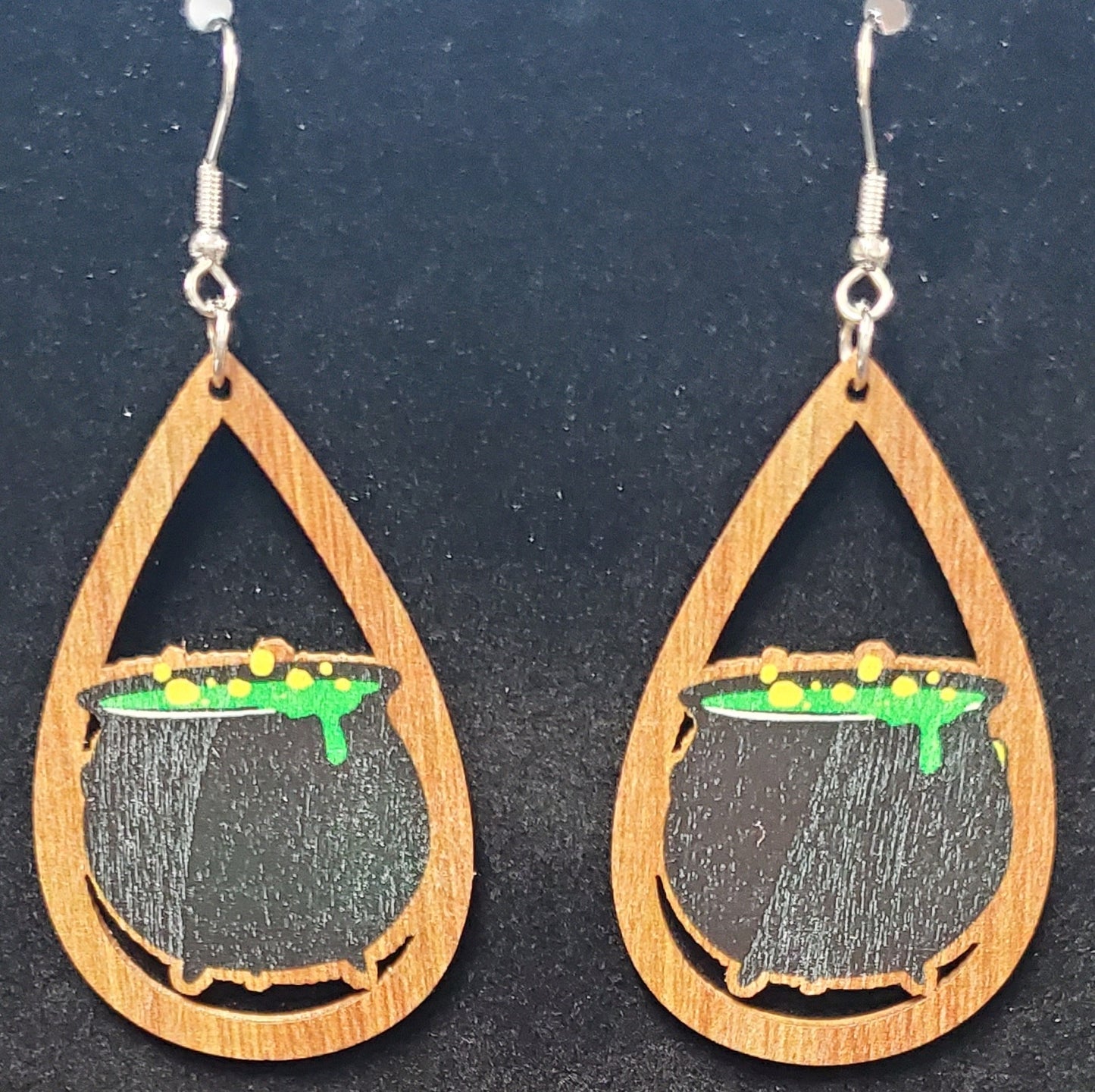 Wooden Halloween Earrings