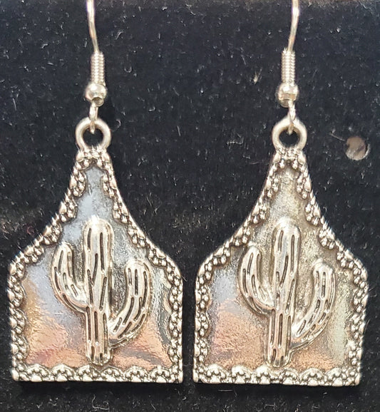Western Metal Cow Tag Earrings