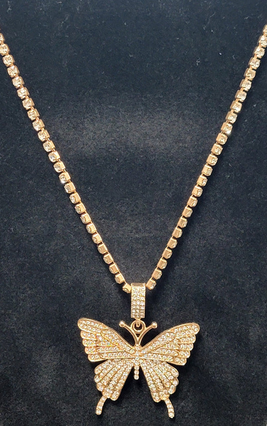 Rhinestone Butterfly Necklace