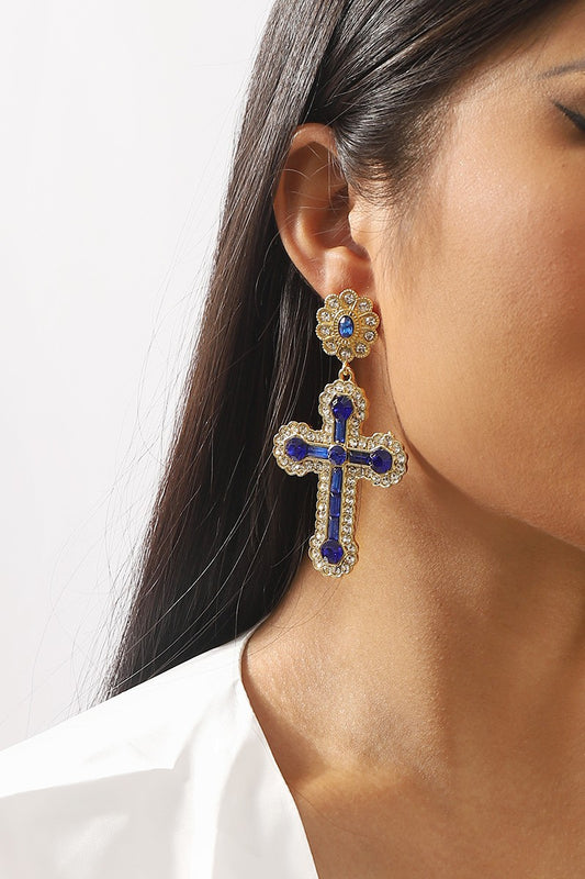 Rhinestone Cross Earrings