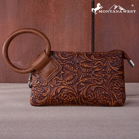 Floral Tooled Wristlet