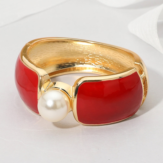 Pearl Accent Hinged Bracelet
