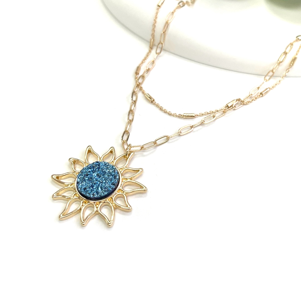 Druzy Sunflower Necklace