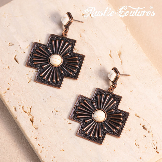 Rustic Couture Cross Earrings
