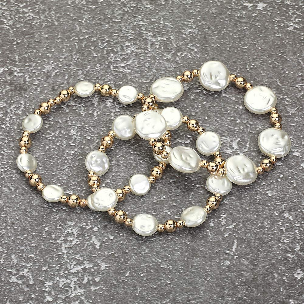 Pearl Disc Stack Bracelet