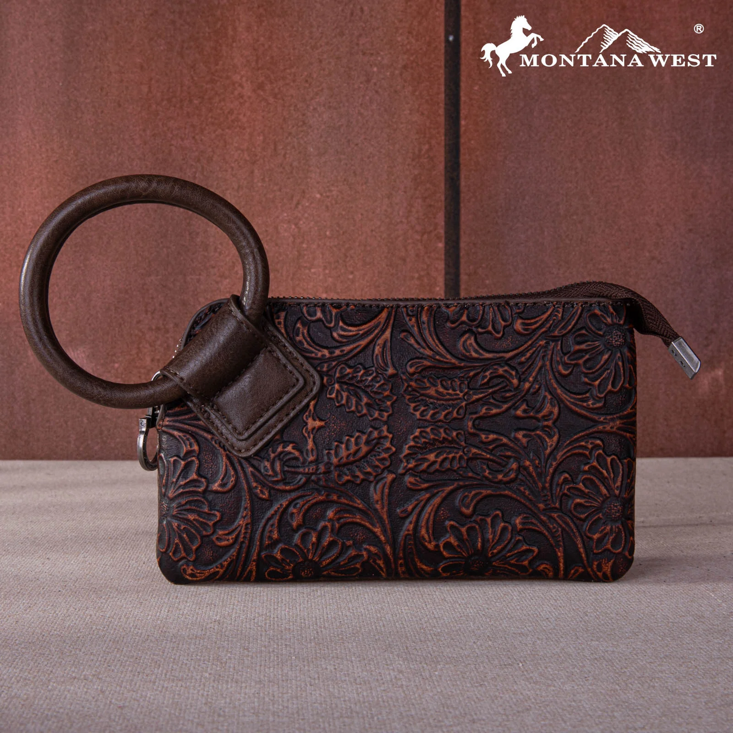 Floral Tooled Wristlet