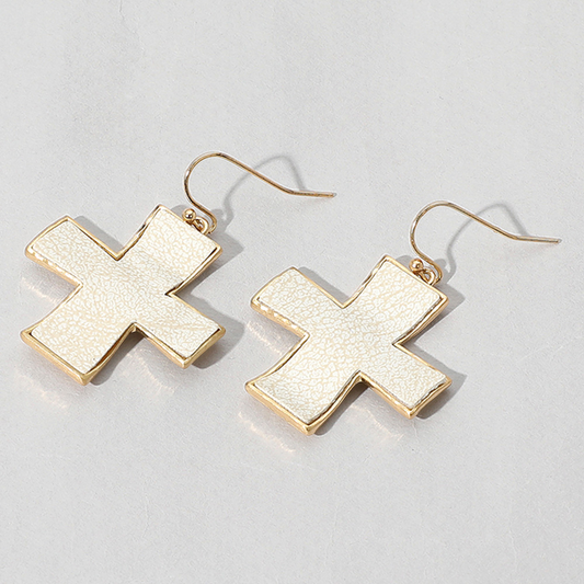 Leather Cross Pendant Earrings