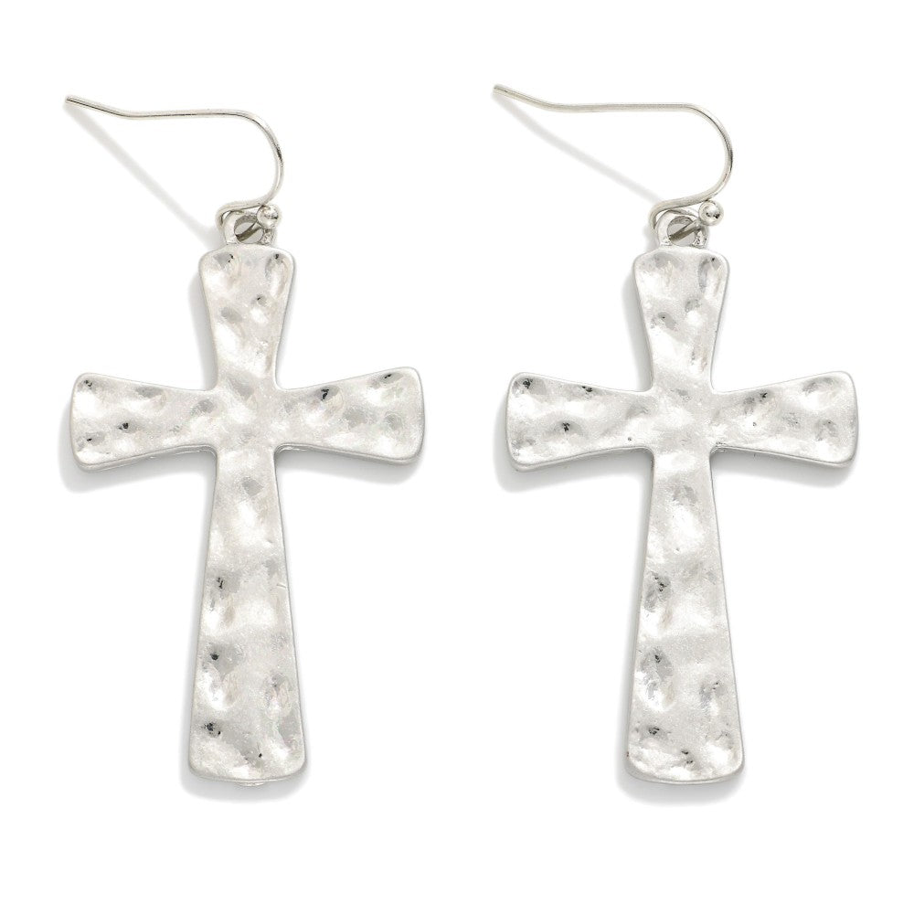 Hammered Cross Earrings