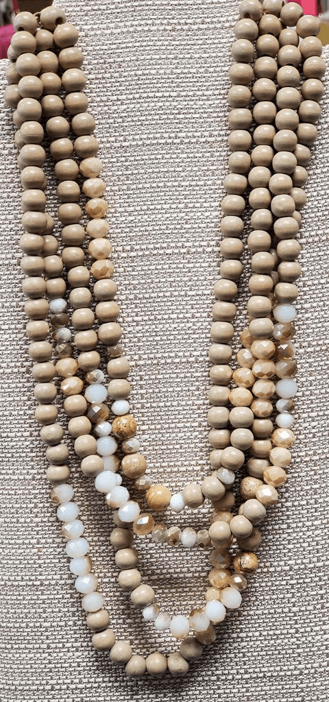 4 Strand Wood Bead Necklace - Lady Dorothy Boutique