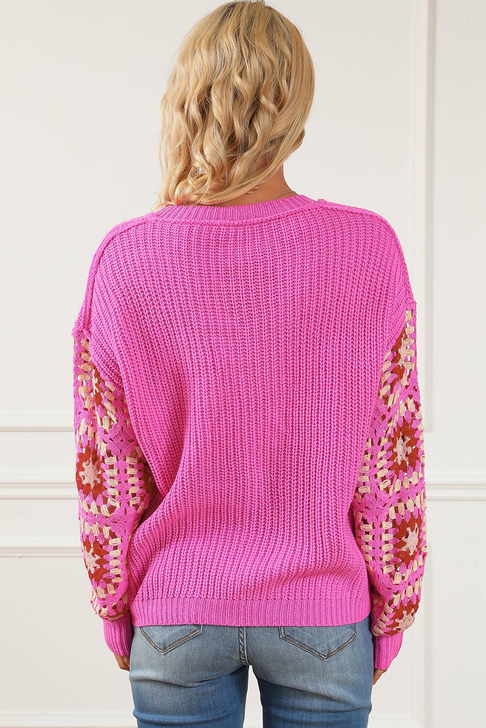 Rose Floral Crochet Sweater