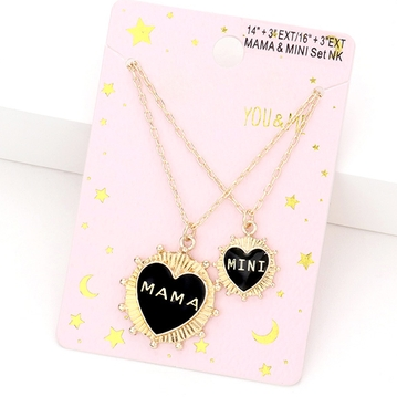 Mama & Mini Enamel Heart Necklace Set