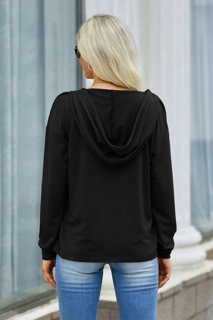 Lace V-Neck Hoodie