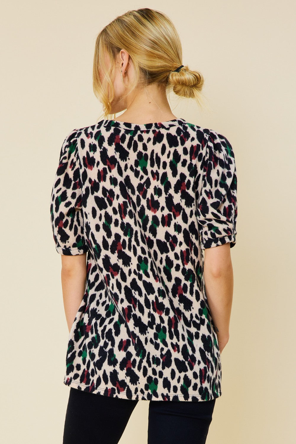 Leopard Puff Top