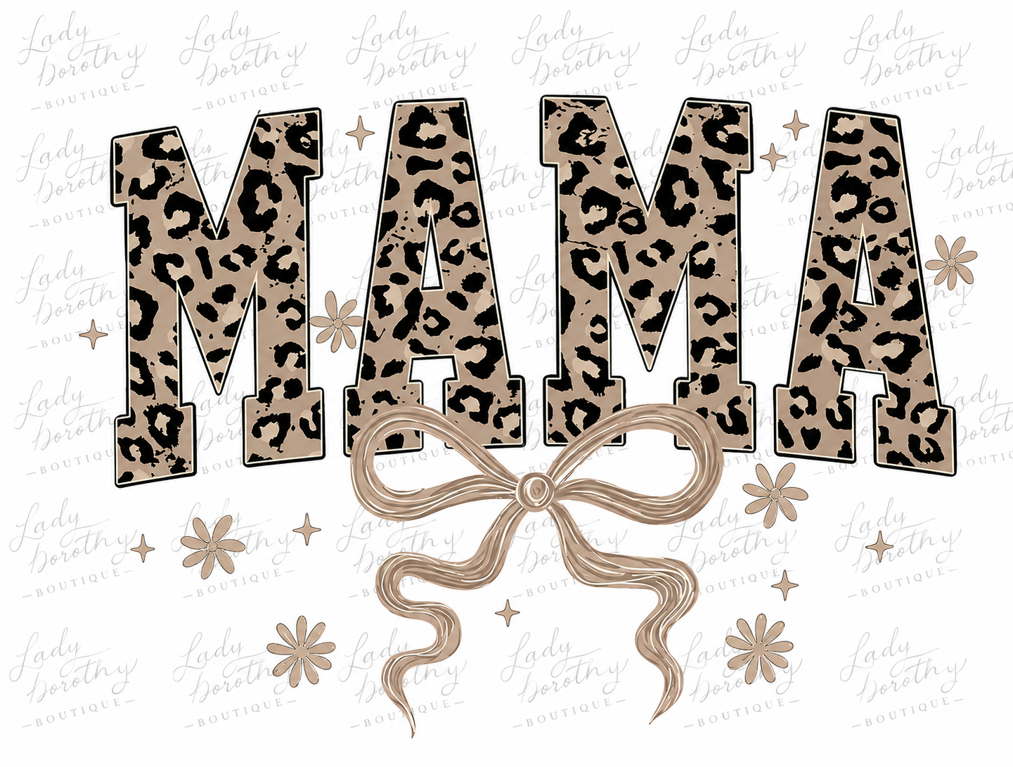 Leopard Mama With Bow Design