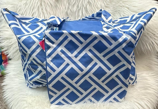 Blue Lattice 2-Piece Weekender