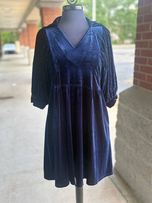 Christmas Navy Velvet Dress
