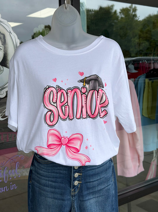 Senior Pink Bow Tee