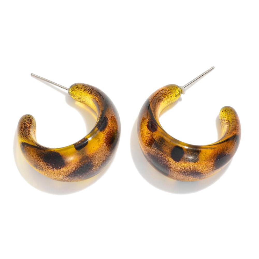 Leopard Hoop Drop Earrings