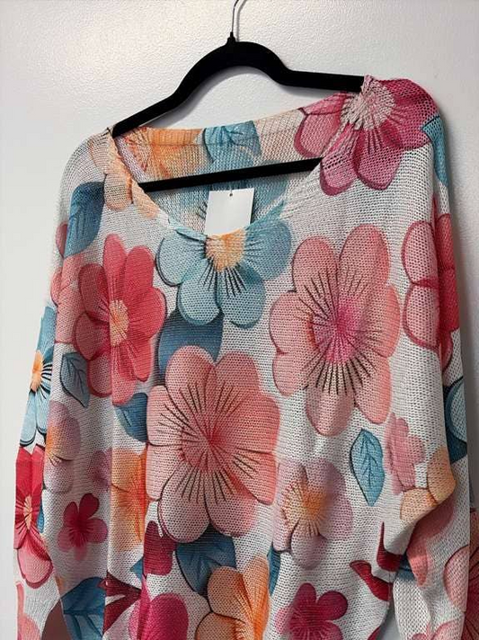 Pastel Floral Long Sleeve Sweater