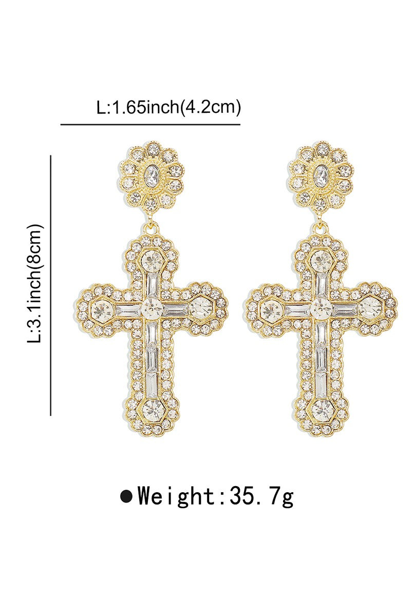 Rhinestone Cross Earrings