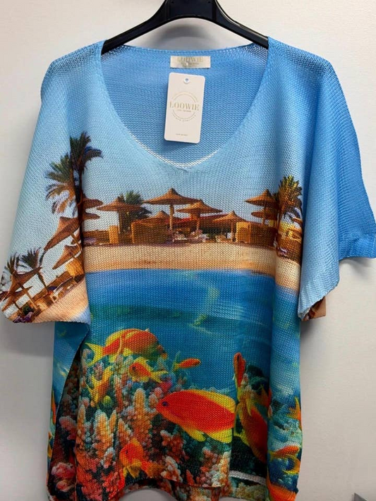 Beach Resort Short Sleeve Sweater