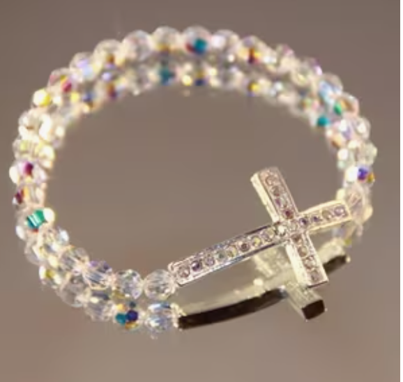Cross Beaded Stretch Bracelet