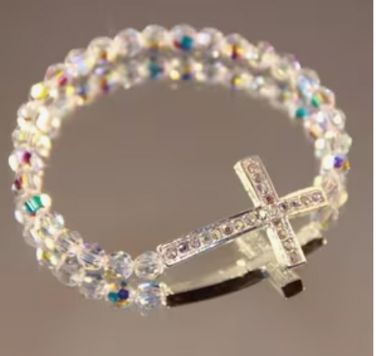 Cross Beaded Stretch Bracelet