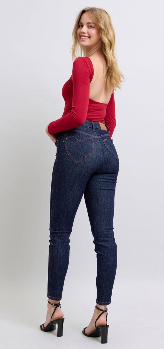 HW Heart Shaped Back Pocket Skinny 88916
