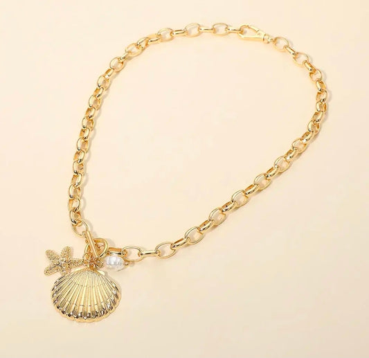 Seashell Starfish Toggle Necklace