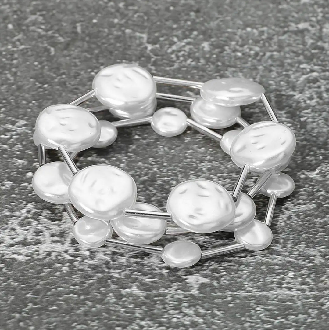 Pearl Disc Stack Bracelet