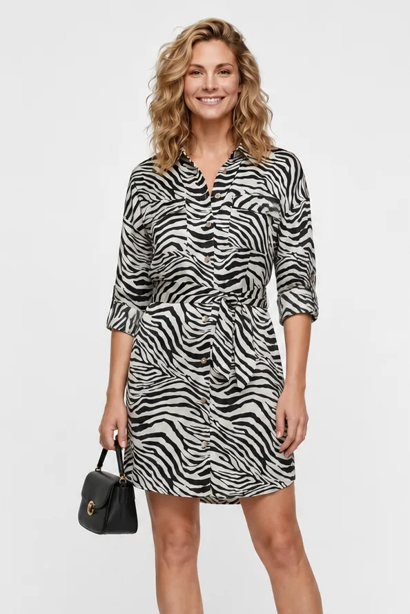 Satin Safari Tie Dress