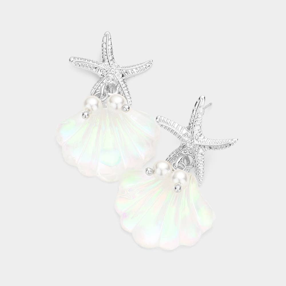 Starfish Pearl Drop Earrings